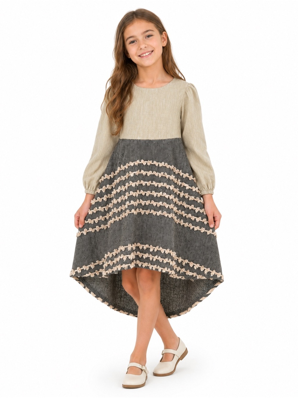 Poppet & Fox Boho High-Low Tassel Band Artisan Dress NWT Girls 10